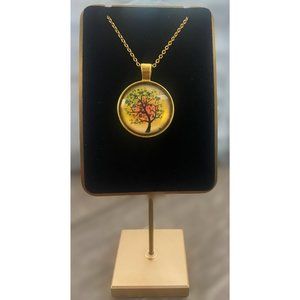 Yellow Tree Pendant Charm Necklace with Chain
